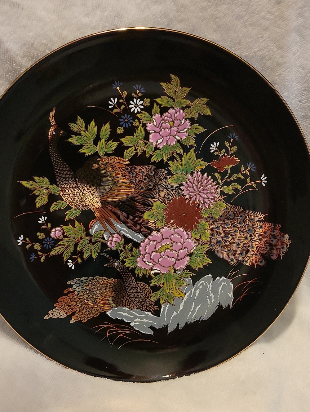 Imperial Kutani Peacock Floral Plate